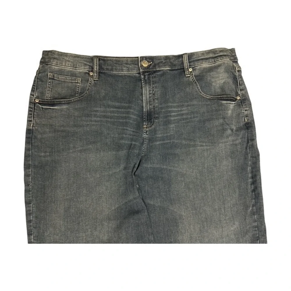 Liz Claiborne 22W Jeans Parkside Wash Blue Baggie Wide Leg High Rise 30 Inseam